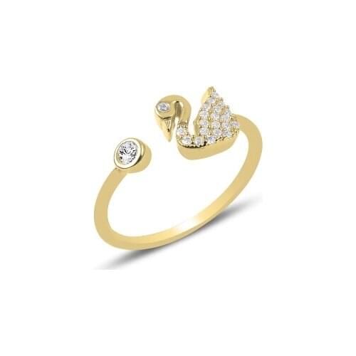 KUTAYDAN Zircon Cubic Zirconia Adjustable Tall Swan Ring 925 Sterling Silver