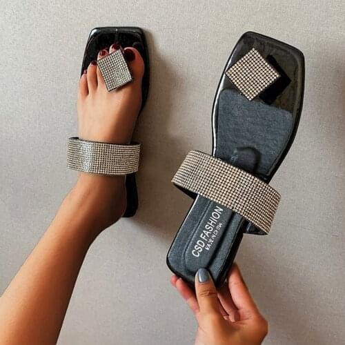 Summer Sandals New Leisure Fashion Womens Sandals Slippers With Square Diamond Beach Shoes Sandalias босоножки женские