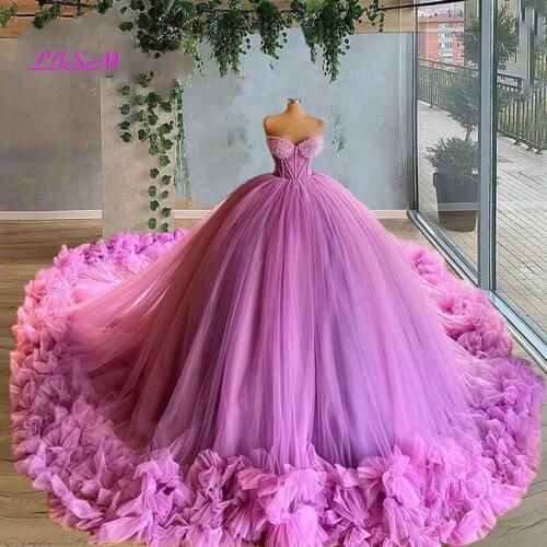 Sweetheart Puffy Prom Dresses 2021 Dubai Ball Gown Dress For Weddings Tulle Tiered Formal Evening Gowns