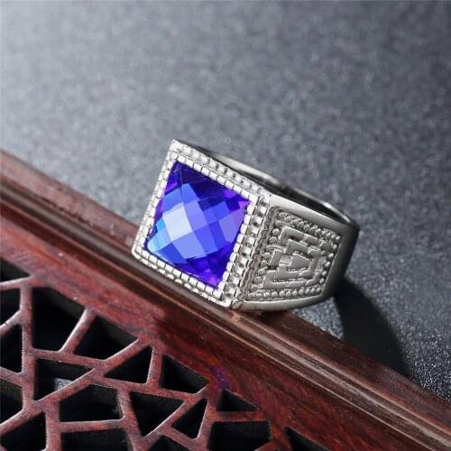 Titanium steel ring mens retro sapphire great wall pattern bracelet black agate wedding simple wizard ghost red eye hot Selling