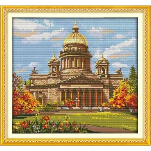 Cross Stitch Kit 11ct Printed 14CT Unprinted Joy Sunday DIY Chinese Cotton Cross stitch Kits Castle 6 printed pattern Home Decor