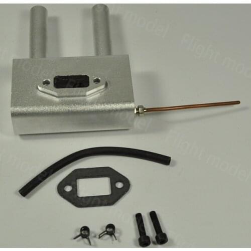 Aluminum Alloy RC Gas Airplane Model DLE35RA Engine Muffler Exhaust Pipe Canister Set