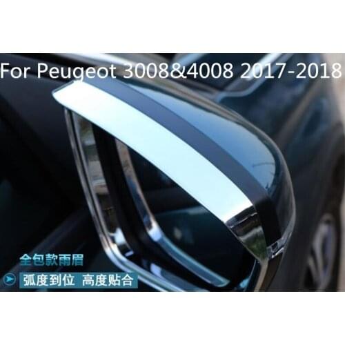 For Peugeot 3008&4008 2017-18 ABS Chrome Door Rearview Rear View Mirror Eyebrow Cover Car Exterior Styling Trim Accessories 2pcs