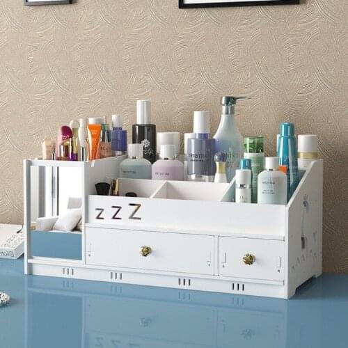 Desktop makeup storage box household drawer type skin care products finishing box simple dressing table mirror lipstick holder