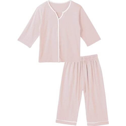 New Spring Children Pajamas Girls T-shirt + Cropped Trousers Sets Cotton Kids Sleepwear Summer Casual Home Clothes Outfits 3-12Y