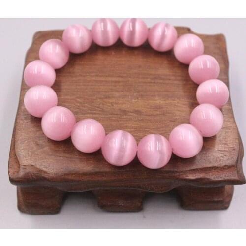 New Grade A Opal Bracelet Width 12mm Pink Round Beads Link Chain Bracelet Diameter 55-58mm
