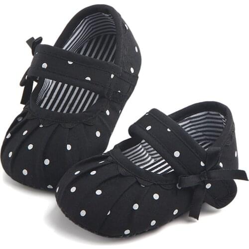 First Walkers Toddler Baby Shoes Polka Dot Ruffled Soft Anti-slip Baby Walking Shoes Black Prewalker First Steps Schoentjes