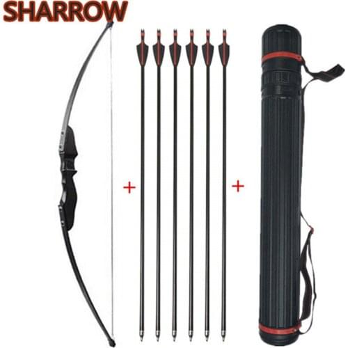 30/40lbs Archery Recurve Bow RH/LH Hunting Bow + 6pcs SP 500 Glassfiber Arrows + Arrow Quiver For Shooting Training Accessories