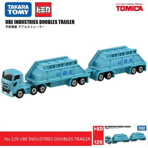 Original Tomy Mini Model No.129 Industries Doubles Trailer Alloy Metal Diecast Miniature Model Kit Birthday Gift Toys 156932