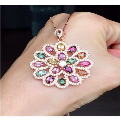 Tourmaline pendant Free shipping Natural origin tourmaline Dancer pendant 925 sterling silver 17pcs*3*5mm Gem