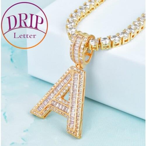 Baguette Letter Pendant With Chain Set Women/Mens Hip Hop Fashon Letters Necklace Jewelry