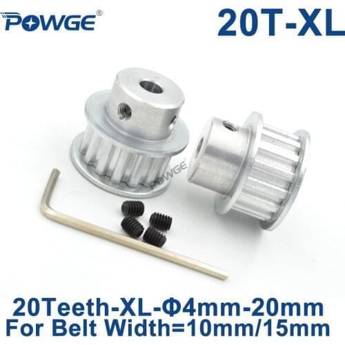 POWGE 20 Teeth XL Timing pulley Bore 4/5/6/6.35/7/8/10/12/14/15/16/17/18/19/20mm for width 10mm XL Synchronous Belt 20teeth 20T