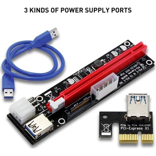 PCI-E 1X to 16X Riser Extender Card SATA 15PIN 4Pin 6Pin Power PCI Express Adapter for External Graphics Card BTC Miner Mining