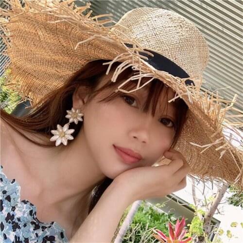 Korean version of super fairy flower imitation bead earrings holiday style all-match earrings European and American exaggerated