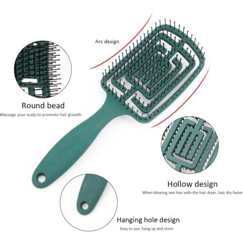Pig Bristle Big Curved Hair Scalp Massage Comb Women Fluffy Styling Brush Nylon Detangling Detangle Hairbrush Hairdressing Tool