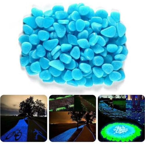 Blue Green Luminous Stones Glow in Dark Garden Decor Road Outdoor Fish Tank Decoration Pebble Rocks Aquarium 100pcs H1129