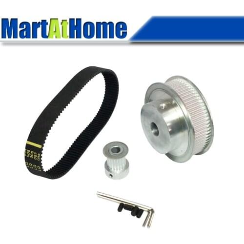 Ratio 4:1 Timing Pulley Belt Kit - 3M 60T & 15T Width 16mm & HTD-3M Belt Width 15mm L=351~363mm for CNC Router, 3D Printer