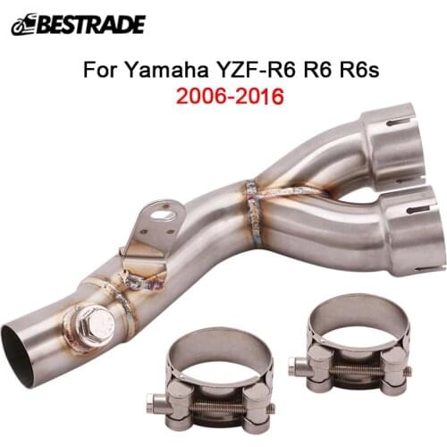 Mid Pipe For Yamaha R6 R6s YZF-R6 Motorcycle Original Exhaust Connector Tips Middle Mid Link Tube 2006-2020 Stainless Steel