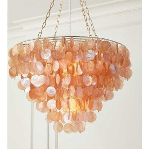 Post modern white natural seashell pendant lamp fixture E27 Lights Shell lamps for bedroom home living room