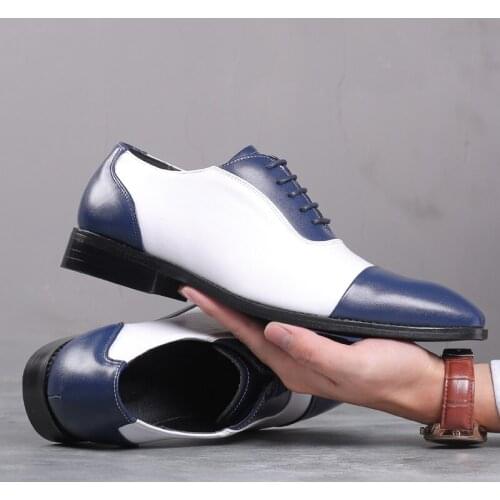 Yomior Big Size Vintage Casual Men Shoes Business Formal Dress Leather Shoes Mixed Colors Lace-Up Party Wedding Oxfords Loafers