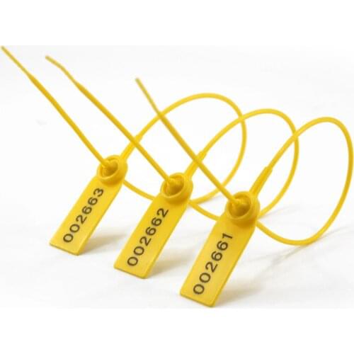 Yellow Tamper Proof Shipping Parcel Numbered Tags Supermarket Clothes Shoes Zip Ties 370mm 100pcs Plastic Security Seals