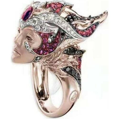 Retro queen ring gold color and silver color rose gold ring wedding ring Cocktail Ring Jewelry size 6-10