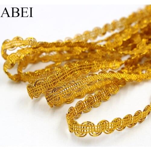 8mm Gold Lace Ribbon Clothing Accessories DIY Wedding Party Crafts gold lace for Stage Performance Dress Costume Handmade Trims