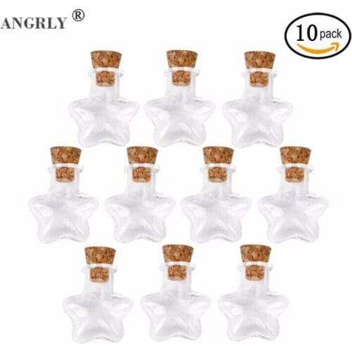10 Pcs Mini Small Cute Mini Cork Stopper Glass Bottles Vials Jars Containers Small Wishing Bottle Glass Craft Weddings Supply