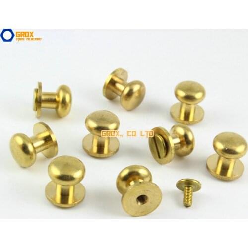 20Pcs 11mm Round Head Solid Brass Rivet Chicago Screw for Leather Craft