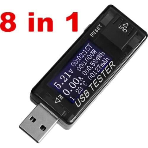 8 in1 QC2.0 3.0 4-30v Electrical power USB capacity voltage tester current meter monitor voltmeter ammeter