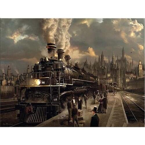 New Diamond Painting City Full Square/Round Drill Needlework 3D DIY Diamond Embroidery Landscape Mosaic Train Home Decoration