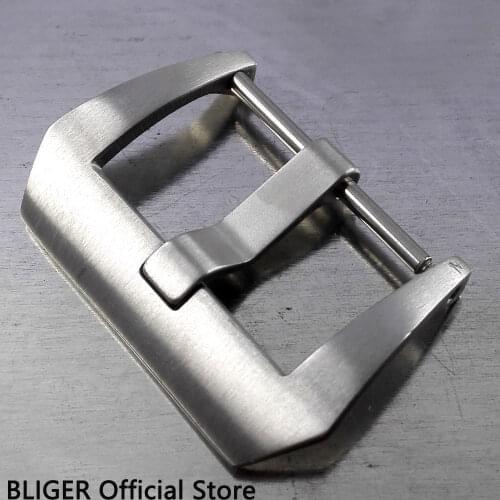 Bliger 316L stainless steel brushed scerw-in buckle fit Automatic movement mens watch leather strap for watch accessories BU3