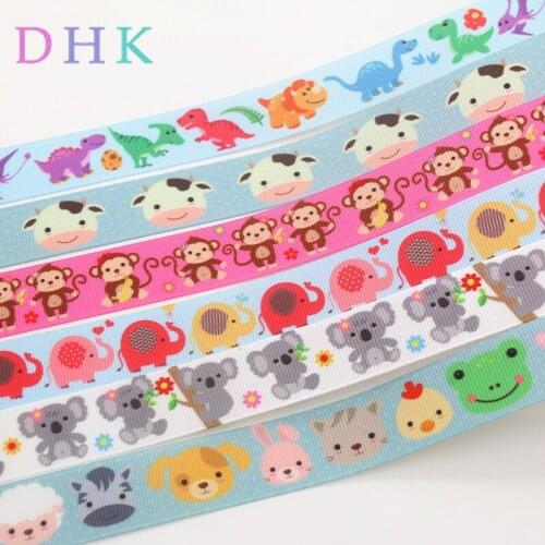 DHK 7/8'' 10yards animals elephant dinosaur koala printed grosgrain Ribbon Accessory hairbow headwear decoration OEM B1747