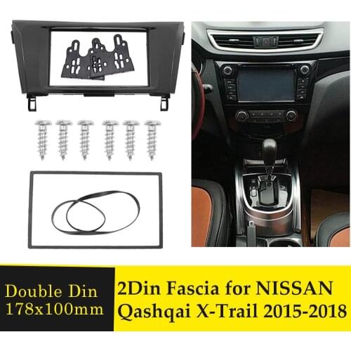 Double Din Car Radio Fascia for NISSAN X-TRAIL X TRAIL QASHQAI 2015-2018 Stereo Fascias Bezel Dash GPS DVD Trim Installation Kit