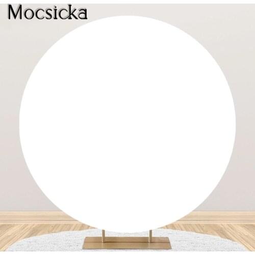 Mocsicka White Circle Backdrop Colorful Solid Color Round Photoshoot Background Party Decoration Circle Cover Fabric Banner