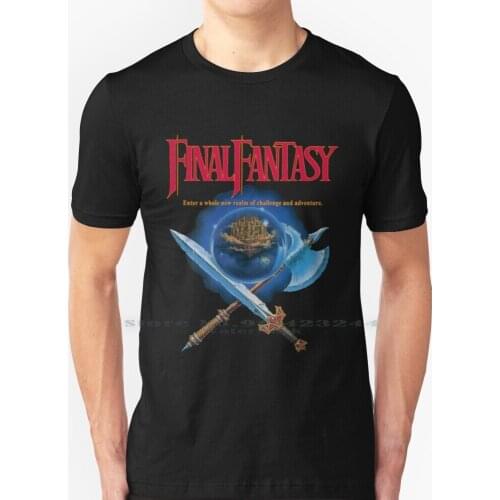 Final Fantasy 1 Nes Classic Art T Shirt 100% Pure Cotton Final Fantasy Squaresoft Rpg Snes Logo Games Gaming Retro 90s 80s