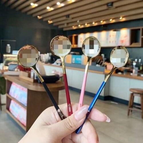 Stainless Steel Coffee Spoon Small Round Spoon Dessert Spoon Mug Spoon Stirring Spoon Childrens Fruit Net Red Spoon