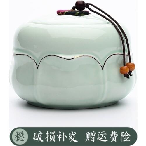 Ceramic Tea Caddy Sealed Pot Household Tea Caddy Storage Pot Porcelain Pot Green Tea Black Tea Pu'er Tea Storage Tank