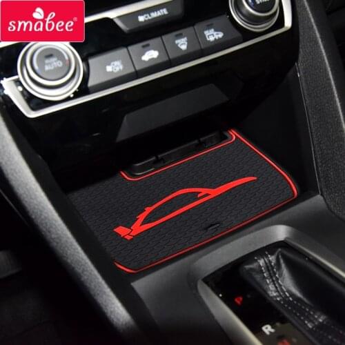 Smabee Gate slot Mats For Honda CIVIC TYPE R 2016 2017 2018 2019 CIVIC10 USA model Interior Door Pad Cup Holders Non-slip mats
