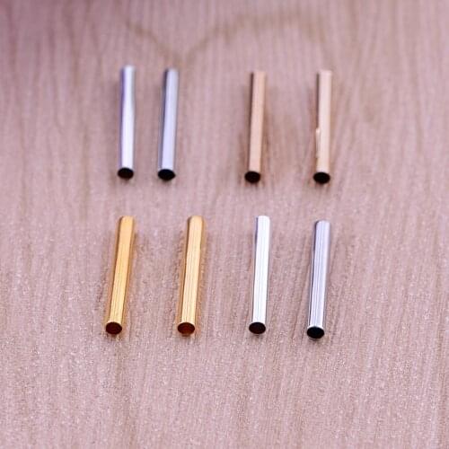 50pcs/lot 15*2mm Gold silver color Copper Tube Charms Connector Simple handmade craft tag pendants jewelry DIY material