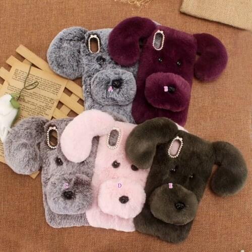 3D Lucky Dog Hair Soft TPU Case For Iphone 11 2019 XS MAX XR X 8 7 6 Galaxy Note 10 PRO A30 A50 Long Ear Bling Nose Fluffy 40PCS