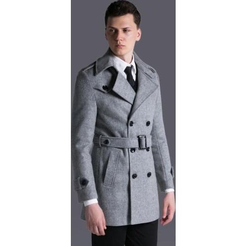 New Wool Mens Coat British Medium Length Solid Woolen Men Trench Coats Plus Size 6xl Luxury Long Causal Business Man Coats