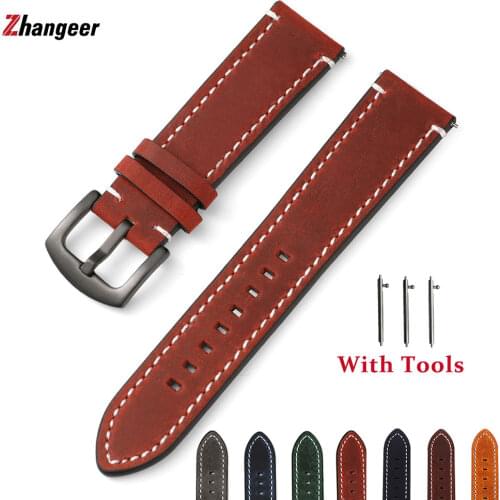High Quality Retro Genuine Leather Strap For Gear S3 Watchbands Quick Release Flat Interface Wristband Watch Accessories 18-24mm