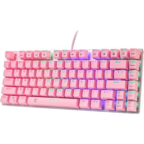 RGB Mechanical Gaming Keyboard Red Switch LED Backlit Water Resistant 60% Compact 81 Keys Anti-Ghosting for Mac PC Pink Z-88