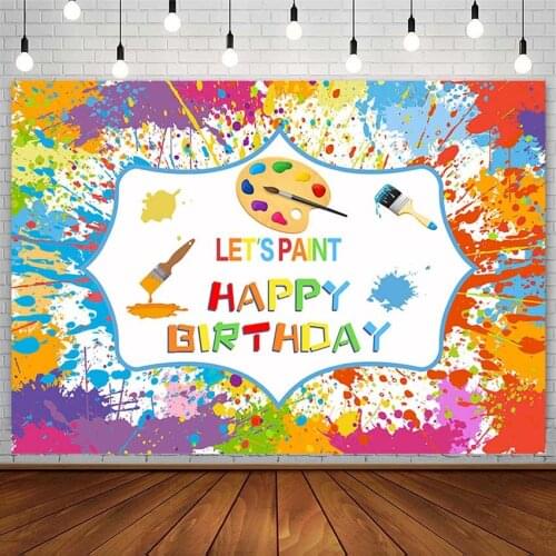 Happy Birthday Party Backdrops Lets Paint Drawing Board Graffiti Photography Background Photo Studio Photozone Photophone Decor