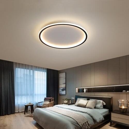 Atmospheric black and white ultra-thin ceiling lamp rectangular round bedroom lamp room lamp living room lamp led ceiling lamp