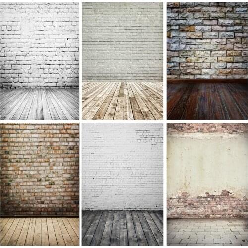 SHUOZHIKE Vinyl Custom Vintage Brick Wall Wooden Floor Photography Backdrops Photo Background Studio Prop 21712 YXZQ-01