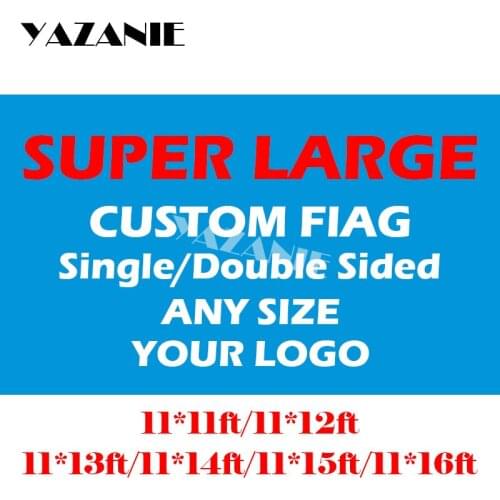 YAZANIE 11x11ft/11x12ft/11x13ft/11x14ft/11x15ft Big Polyester Logo Custom Flag Large Design Digital Printing Flags and Banners