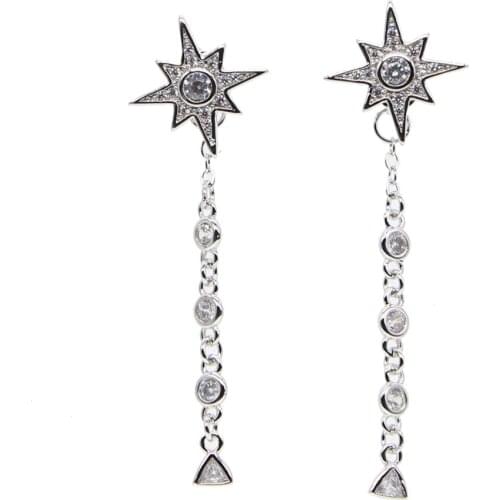2019 valentines Gifts delicate dainty jewelry long cz link chain pendant with sun star flower charm earring stud for women girl