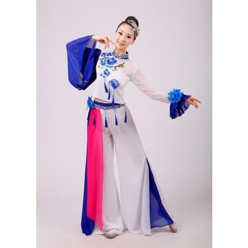 0168) Chinese folk dance female Embroidery Chinese porcelain costum classical dance sequins yangko/fan/umbrella clothing